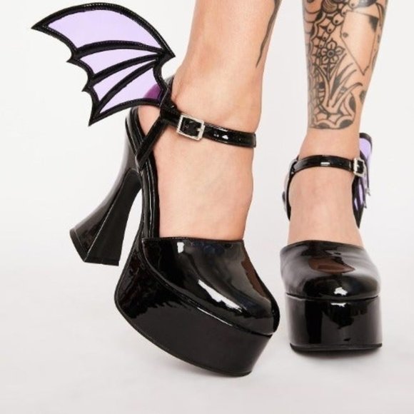 Sugar Thrillz | Shoes | Bat Wing Emo Goth Mary Jane Platform Shoes Sz 7 ...